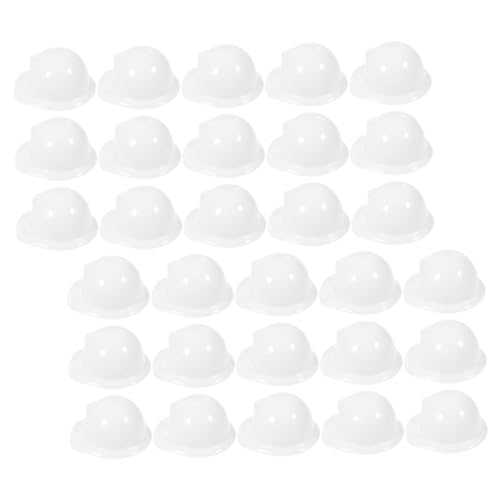 Cabilock 40 Stück Bauhut Schutzhelm safety cap miniatures Baustellen-Set miniaturmodelle Baustellenhelm Sonnenhut Puppenhüte Eimerhüte Minihelm für Puppe Schutzhelme für Plastikpuppen Weiß von Cabilock
