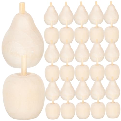 Cabilock 40 Stück Teiliges Unbemalter Holzfrüchte zum Bemalen Leichte DIY Holz graffiti Deko für Glatte Oberfläche Kreative Bastelornamente für Zuhause und Handarbeit von Cabilock