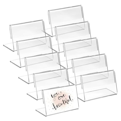 Cabilock 48 Stück Transparente Tischkarte Vertikale Staffeleien Platzkartenhalter für den Tisch visitenkarten halterung Tischkartenhalter Etikettenhalter transparenter Zeichenhalter p.s von Cabilock