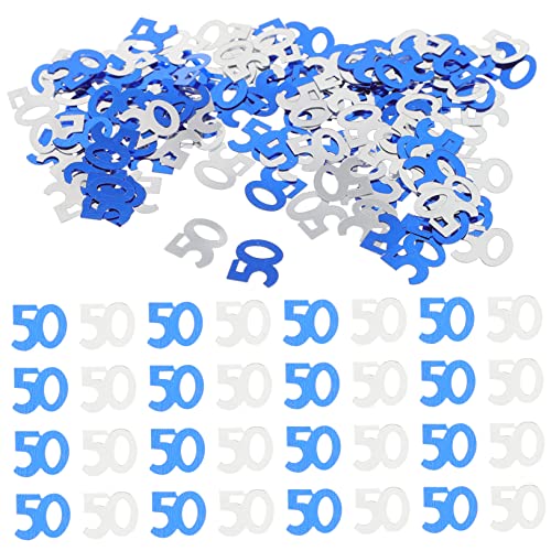 Cabilock Konfetti Für Geburtstagsfeiern Dekorationen Zum 50. Geburtstag Silberfarbene Zahl 50 Pailletten Streudeko 5er-pack von Cabilock