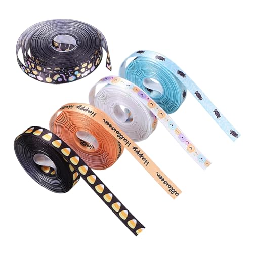 Cabilock 5 Rollen Dekoratives Geschenkband für Halloween mit Farbigem Kürbis Blauem Spinnenmuster für Diy Bastelprojekte und Geschenkverpackungen Cabilock 5 Rollen Dekoratives Geschenkband für Halloween mit Farbigem Kürbis Blauem Spinnenmuster für Diy Bastelprojekte und Geschenkverpackungen von Cabilock