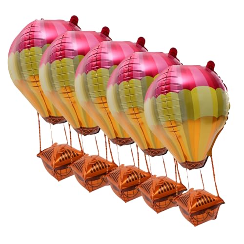 Cabilock 5 Stück Aluminium Folienballons Heißluftballon Form Bunte Dekoration für Geburtstagsfeiern und Feste Einfache Montage für Hochzeiten und Partys von Cabilock