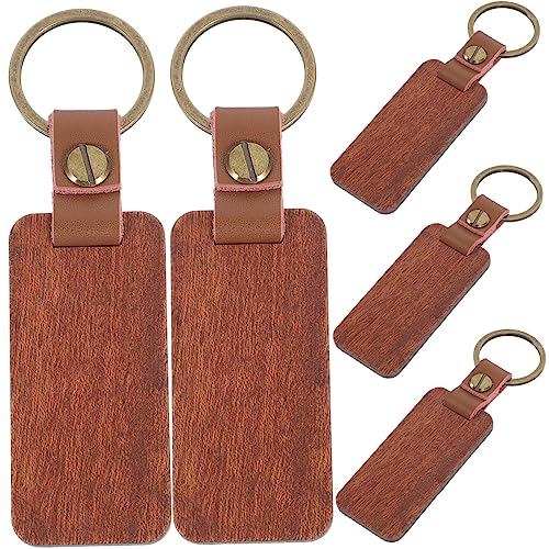 Cabilock 5 Stück Holz Schlüsselanhänger Blanko DIY Schlüsselanhänger Rohlinge aus Holz für Kreative Bastelprojekte zum Gravieren und Gestalten von Cabilock
