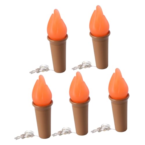 Cabilock 5 Stück LED Flammen lichterkette mit Warmweißen Flammen leds Batteriebetrieben Flaschenlicht Deko für Party Bar und Innenbereich Kreative Flammenoptik Einfach zu Wechseln von Cabilock