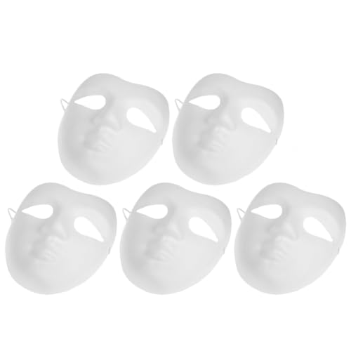 Cabilock 5 Stück Pappmaché-Masken Opernmaske Vollgesichtsmaske Diy Weiße Maske Blanko Bemalbare Maske Kostüm Für Maskerade Hip-Hop-Tanz Partygeschenke von Cabilock
