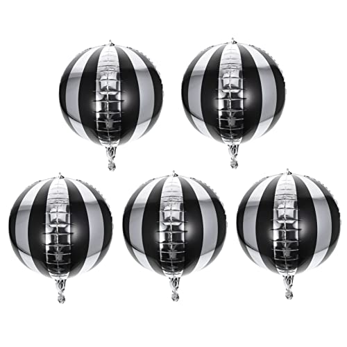 Cabilock 5 Stück Teiliges Gestreifte Folienballons Runde Sphärenballons Metallic Party und Hochzeitsdekoration Weiße Streifen für Geburtstagsfeiern und Besondere Anlässe von Cabilock