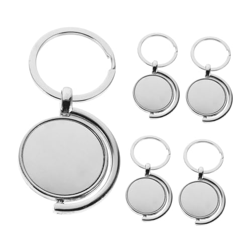 Cabilock 5 Stück Teiliges Sublimations Schlüsselanhänger Rund aus Metall Drehbar Heat Transfer Blank für DIY Wärmetransfer Zubehör Schlüsselring von Cabilock