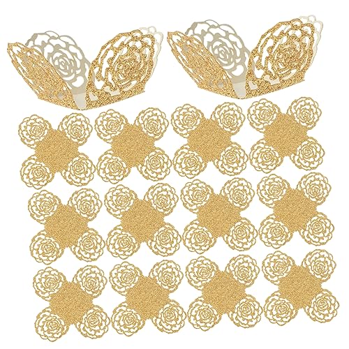 Cabilock 50 Stück Goldene Hohle Papier Schokoladenverpackungen Dekorative Candy Cups für Hochzeit Party und Valentinstag Leichte Langlebige Truffle Wrapper für Edle Pralinen von Cabilock