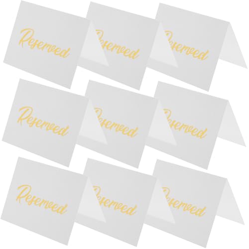 Cabilock 50 Stück Reserved Tischkarten Doppelseitige Papier Tischkarten für Hochzeiten Partys und Veranstaltungen Weiße Goldprägung Praktisch für Reservierungen von Cabilock
