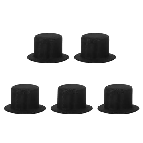 5Pcs Weihnachten Mini Schwarze Zylinder Hüte Mini Schneemann Hüte Santa Hüte Kappen Weihnachten DIY Handwerk Ornament Größe S (Schwarz) von Cabilock