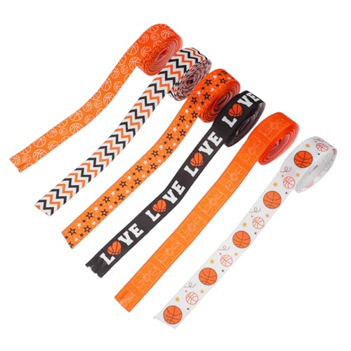Cabilock 6 Rollen Basketball Geschenkband Kreatives Ripsband mit Basketball für Diy Bastelarbeiten Geschenkverpackungen und Partydekorationen für Geburtstagsfeiern und Feiertage von Cabilock