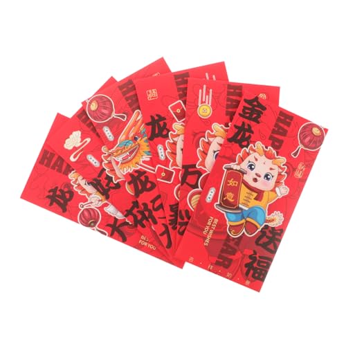 Cabilock 6 Stück Chinesische Neujahr Rote Umschläge mit Drachenmuster Traditionelles Design für Frühlingsfest Glücksumschläge für Geldgeschenke und Dekoration von Cabilock