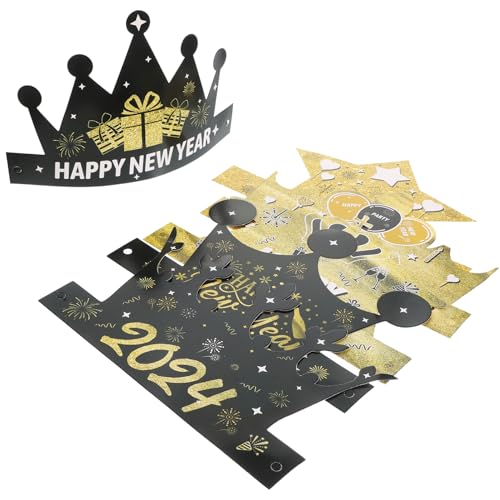 Cabilock 6 Stück Neujahr Papierhüte Lustige Rollenspiel Partyhüte für Silvester Leichte Krone mit Neujahrsdesign für Fotos und Feiern von Cabilock