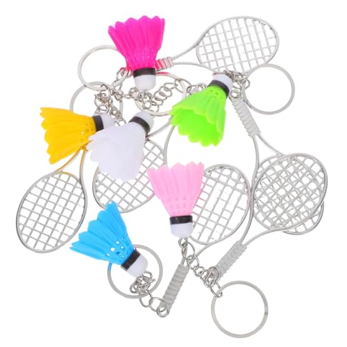 Cabilock 6 Stück Teiliges Badminton Schlüsselanhänger aus Robustem Legierungsmetall Mini Schläger und Federball Anhänger Sportliches Accessoire für Schlüssel Taschen Rucksäcke Vielseitig von Cabilock