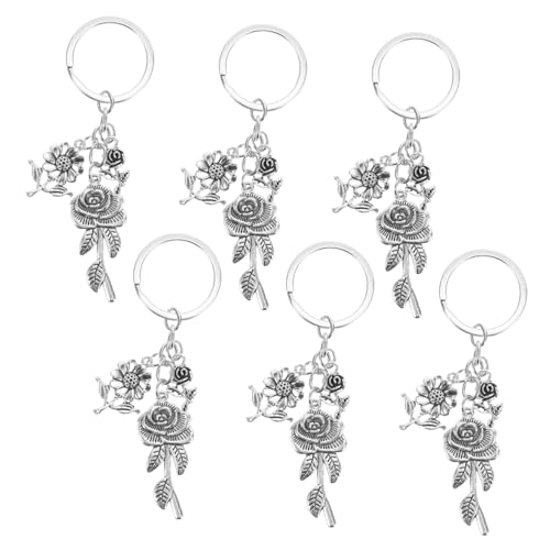 Cabilock 6 Stück Teiliges Blumenanhänger aus Langlebiger Zinklegierung Stilvoller Schlüsselanhänger und Taschencharme Vielseitig für Rucksäcke Handtaschen Geldbörsen und Autoschlüssel von Cabilock