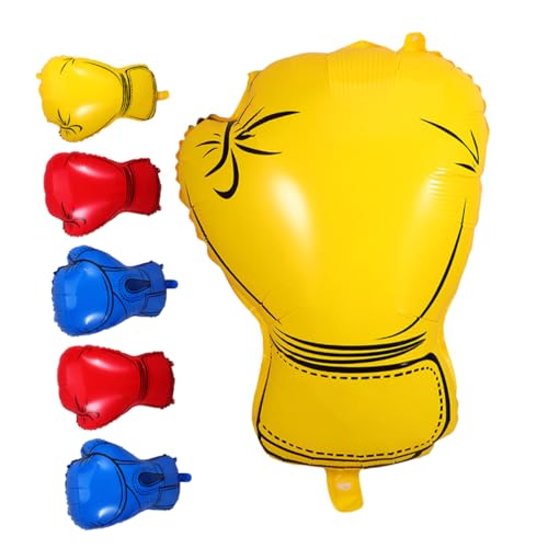 Cabilock 6 Stück Teiliges Boxing Gloves Folienballons in Rot Gelb Blau Lebendige Farben Einfach Aufzublasen für Box Wrestling-partys Geburtstag Deko Jungen Vielseitig Einsetzbar von Cabilock