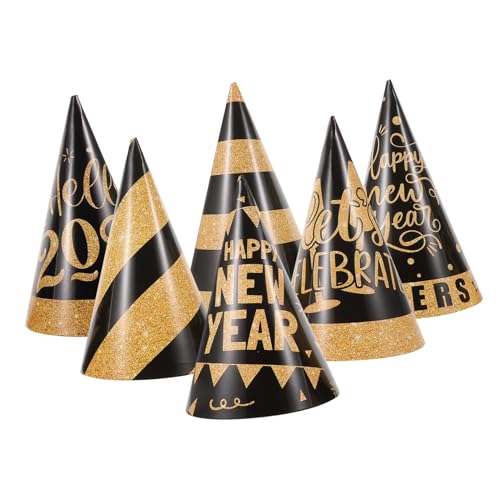 Cabilock 6 Stück Teiliges Partyhut Schwarz Gold Geburtstags und Silvesterkegel mit Elastischem Band für Erwachsene Einfach Zusammenbaubar Stilvolle Kopfbedeckung für Neujahrsfeiern Cabilock 6 Stück Teiliges Partyhut Schwarz Gold Geburtstags und Silvesterkegel mit Elastischem Band für Erwachsene Einfach Zusammenbaubar Stilvolle Kopfbedeckung für Neujahrsfeiern von Cabilock