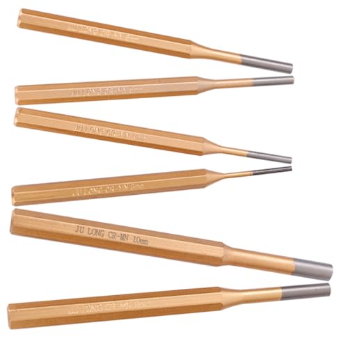 Cabilock 6 Stück Teiliges Pin Punches Set Hochwertige Stanzwerkzeuge Gehärtetem für Präzises Bohren und Reparaturen Automobilindustrie und Maschinenwartung von Cabilock