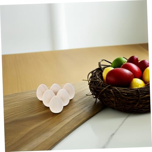 Cabilock 6 Stück Teiliges Unbehandelte Holzeier für Kreative DIY Osterdekoration Robuste und Glatte Holz Eier zum Bemalen Holz Deko für Familienbasteln und Osterfeiern von Cabilock