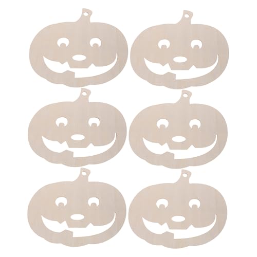 Cabilock 6 Stück Unvollendete Holz-pumpkin-cutouts zum Bemalen Natürliche Holzanhänger Leicht und Tragbar für Herbst-diy Halloween Erntedankfest Kinderbasteln und Partydekoration von Cabilock