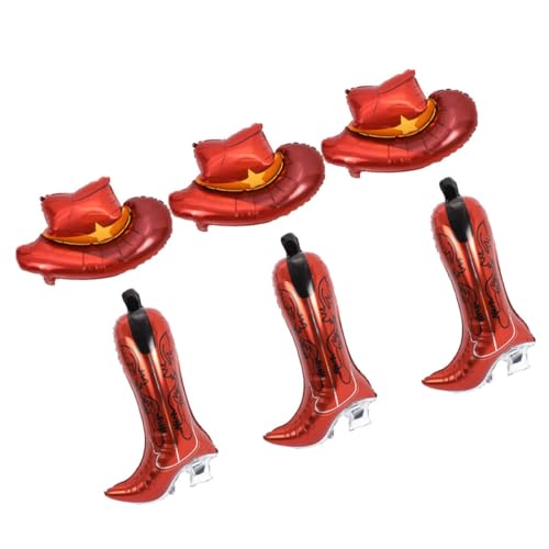 Cabilock 6 Western-partyballons: Ballons Aus Aluminiumfolie in Form Eines Cowboyhuts Und Eines Stiefels – Für Junggesellinnenabschiede Und Partythemen Im Westernstil von Cabilock