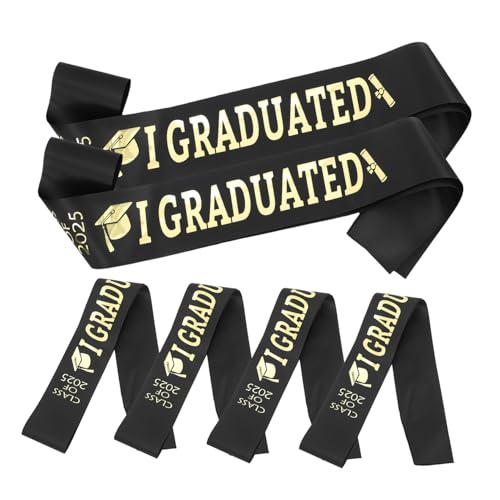 Cabilock 6Pcs Gold Graduation Sash Für Die Klasse Von 2025 Ideal Für Abschlussfeier Und Abschluss Abschlussdekorationen Und Accessoires Cabilock 6Pcs Gold Graduation Sash Für Die Klasse Von 2025 Ideal Für Abschlussfeier Und Abschluss Abschlussdekorationen Und Accessoires von Cabilock