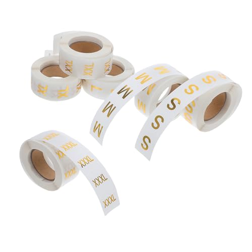 Cabilock 6Rollen Kleidung Größenetiketten S Rundes Klebeetikett Transparent Bekleidungsgröße Aufkleber für Einzelhandel Lagerorganisation und Kleiderverwaltung von Cabilock