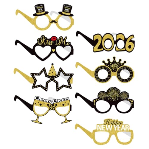 Cabilock 8 Stück Teiliges Neue Jahr Partybrillen Kreative Pappbrillen für Silvester Weihnachten und Abschlussfeiern Lustige Requisiten und Partygoodies von Cabilock