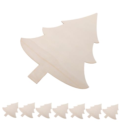 Cabilock 8 Stück Weihnachtsbaumchips Weihnachtsbaum Holzform Holzausschnitte Unfertige Unvollendet Beige Hölzern von Cabilock
