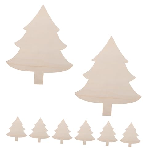 Cabilock 8 Stück Weihnachtsbaumchips Weihnachtsschmuck Aus Holz Baum Holzausschnitt Weihnachtshandwerk Unfertige Holzausschnitte Weihnachtsholzausschnitte Holz Baum Formen Hölzern Beige von Cabilock