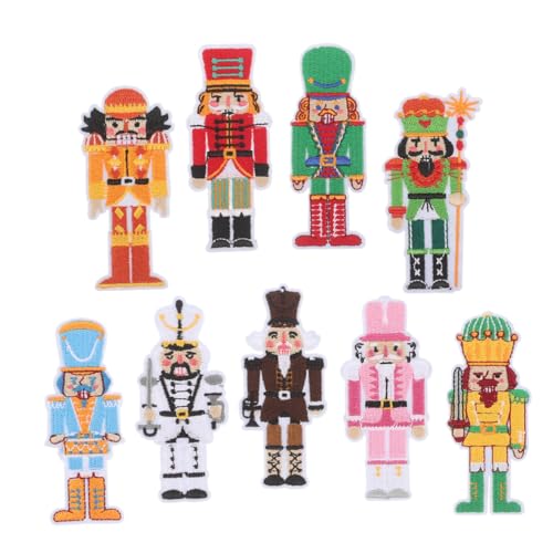 Cabilock 9 Stück Teiliges Weihnachtsstickerei Aufbügelflicken Robuste Holzsoldaten Soldaten Applikationen Festliche Stoffpatches für Kleidung Taschen DIY Geschenkdekoration Fadebeständig von Cabilock