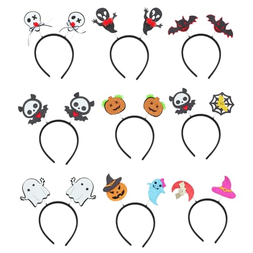 Cabilock 9st Halloween-stirnband -haarband Kürbis Stirnband -stirnband Halloween-kopfschmuck Party-kopfschmuck Halloween-haarband Spinnennetz-stirnband Plastik von Cabilock