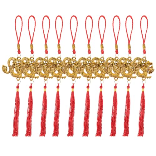 Cabilock Chinesische Neujahrsdekorationen 10 Stück 2024 Jahr des Drachen Anhänger Fengshui Barren Charms Glücksbringer Drache Sternzeichen Maskottchen Ornament Auto Für Frühlingsfest von Cabilock