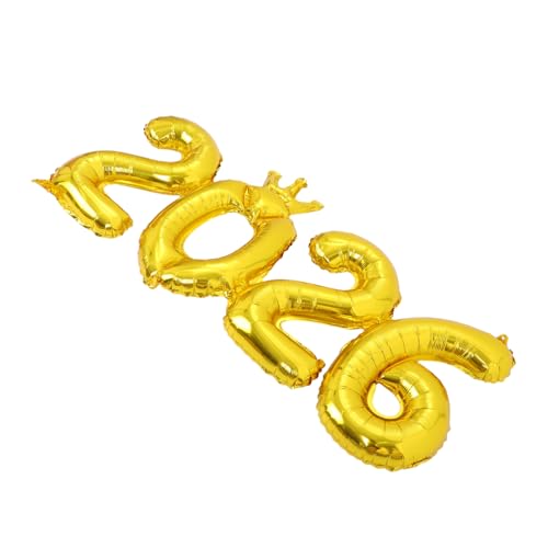 Cabilock Digitaler Aluminiumfolienballon Ornament der Klasse 2026 Jumbo-Nummernballons Ballons mit großen Zahlen Zahlenballons Anzahl Folienballons 2026 Neujahrsfoto -Requisiten Golden von Cabilock