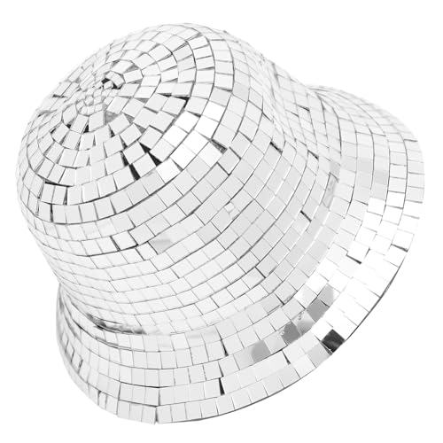 Cabilock Disco-Spiegelfischen Disco-Kugel-Hut Glitzer-Weltraumhut camoing faschingskostüm Kleider Mützen für Männer Disco-Hut Fischerhut mit Spiegelkugel Glas schmücken Partyhut Cowboy-Hut von Cabilock