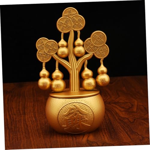 Cabilock Drehbare Feng-Shui-geldbaumstatue Chinesischer Glücksbaum-Ornament Tischdekoration Rotierendes Reichtums-dekor Weinschrank-Dekoration Eingangstisch-dekor Chinesische von Cabilock