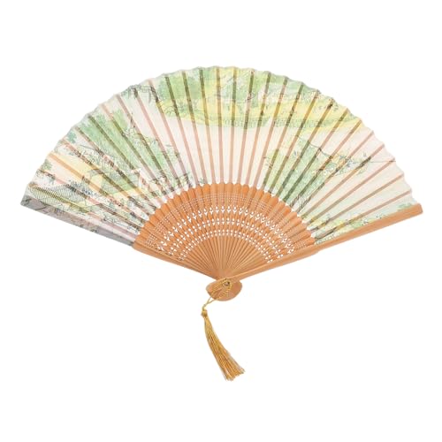 Cabilock Faltbarer Handfächer im Vintage Chinesischer Stofffächer mit Quasten Tragbar und Multifunktional für Tanz Festivals und Stilvolle Dekoration von Cabilock