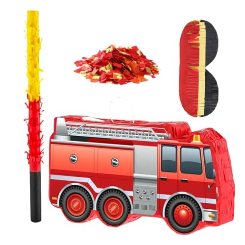 Cabilock Feuerwehrwagen Pinata mit Stock Augenbinde und Konfetti für Kindergeburtstag Feuerwehr Thema Partybedarf für Jungen und Shower Feierlichkeiten von Cabilock