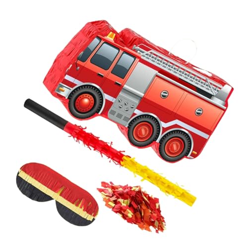 Cabilock Feuerwehrwagen -pina -turm Piñata Gefülltes Partyzubehör Zum Thema Feuerwehrauto Pinata-stick Feuerwehrlastwagen Party Liefert Party-piñata Papier Rot von Cabilock
