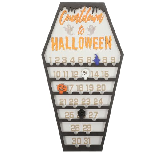 Cabilock Halloween Countdown Kalender Sarg Form Adventskalender für Heimdekoration Holz Countdown Zeichen für Halloween Partys und Festlichkeiten Freunde und Familie von Cabilock