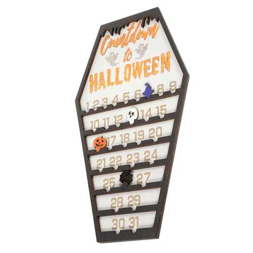 Cabilock Halloween Countdown Kalender aus Stabilem Holz Sarg Form Dekorative Tisch und Fensterdekoration Langlebiger Adventskalender für Stimmungsvolle Halloween Deko Drinnen und Draußen von Cabilock