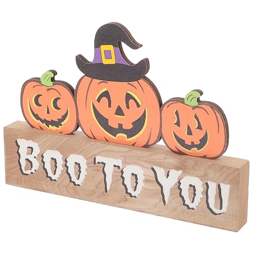 Cabilock Halloween-Dekoration Aus Holz Kürbis- Geister-gnom-Zeichen Tischdekoration Für Den Innenbereich Für Party-bastelarbeiten Stabiles Holzmaterial von Cabilock