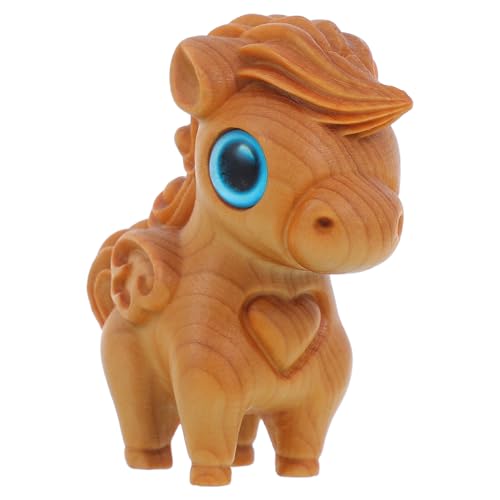 Cabilock Handgefertigte Holzfigur für und Büroschreibtisch Chinesisches Tierkreiszeichen Pferd Figur für Frühlingsfest und Neujahrsdekoration von Cabilock