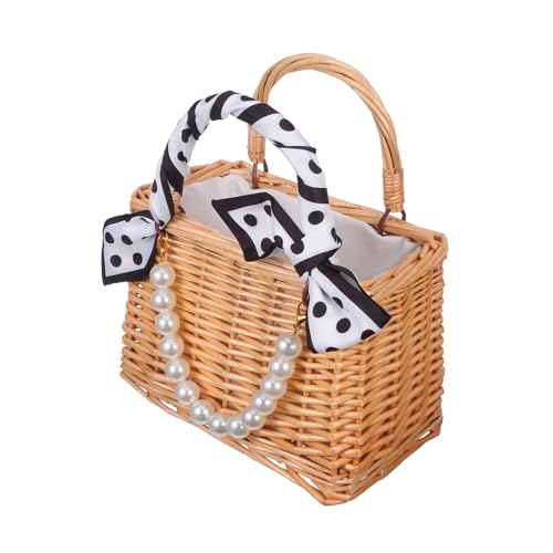Cabilock Handgefertigter Rattan-blumenkorb mit Perlenhenkel Geflochtene Blumentasche Vielseitiger Korb für Hochzeit Garten Picknick und Strand Dekorativ und Praktisch Cabilock Handgefertigter Rattan-blumenkorb mit Perlenhenkel Geflochtene Blumentasche Vielseitiger Korb für Hochzeit Garten Picknick und Strand Dekorativ und Praktisch von Cabilock
