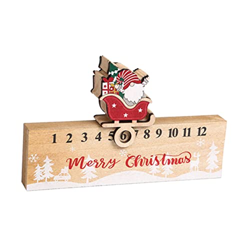 Cabilock Holz Adventskalender Weihnachts Countdown Dekoration Klassisches Design Festliche Tischdekoration für Erwachsene Holzornament für Gemütliche Weihnachtsstimmung von Cabilock