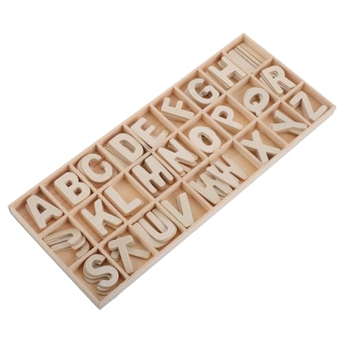 Cabilock Holzbuchstaben Set mit Aufbewahrungsfach Naturbelassene Holzbuchstaben für DIY Kreativität und Frühkindliche Bildung Montessori Holzspielzeug für Kreatives Lernen und von Cabilock