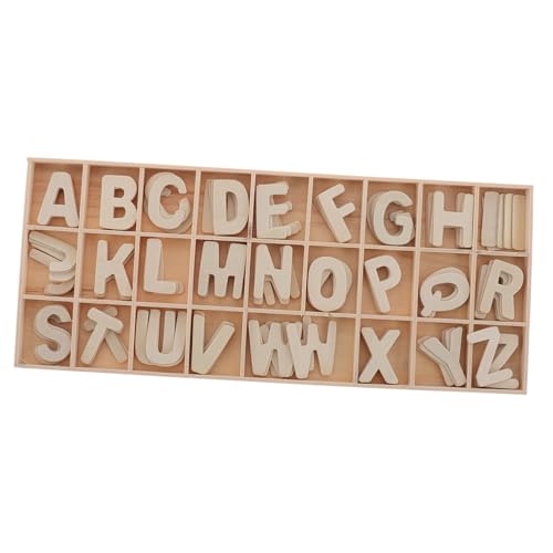 Cabilock Holzbuchstaben Set mit Aufbewahrungsfach Unbemalte Holzbuchstaben und Zahlen DIY Bastelset für Montessori Lernspielzeug Sortierspiele und Vorschulaktivitäten Natürliche von Cabilock