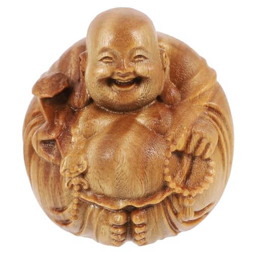 Cabilock Holzfigur Maitreya Buddha Dekoration Handgeschnitzte Statue für Wohnzimmer Schreibtisch Design Farblich Zufällig Dekoratives Element für Kreative Raumgestaltung von Cabilock