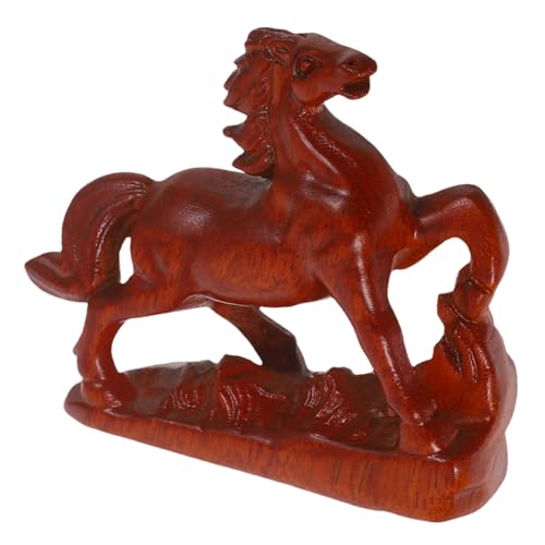 Cabilock Holzfigur Pferd Feng Shui Statue Chinesisches Tierkreiszeichen Vintage Holzskulptur für Büro Regal Dekoration Neujahr von Cabilock