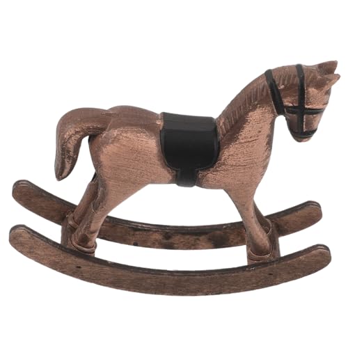 Cabilock Holzfigur Schaukelpferd Handgefertigt Stabile Holzskulptur Natürliche Maserung Tischdekoration Bar Theken Gesprächsstück Wohnzimmer Ornamente von Cabilock
